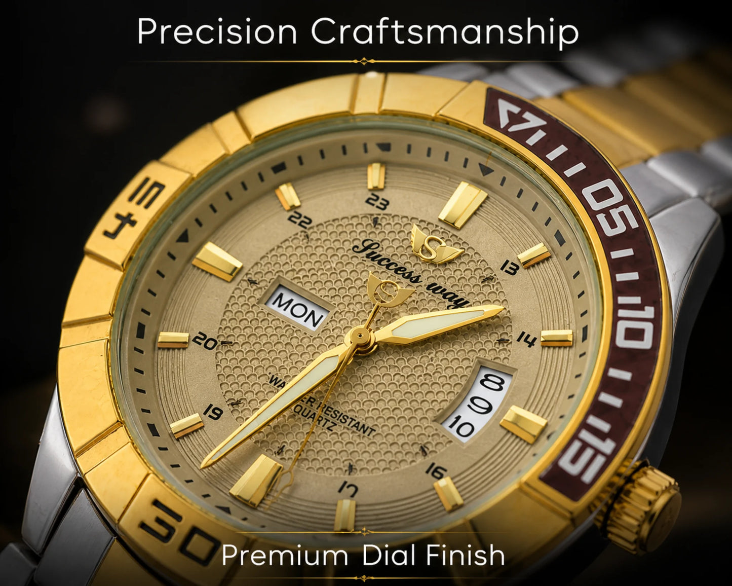 Luxury Gold & Silver Stainless Steel Watch