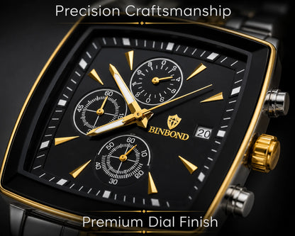 Luxury Square Dial Gold & Silver Watch for Men