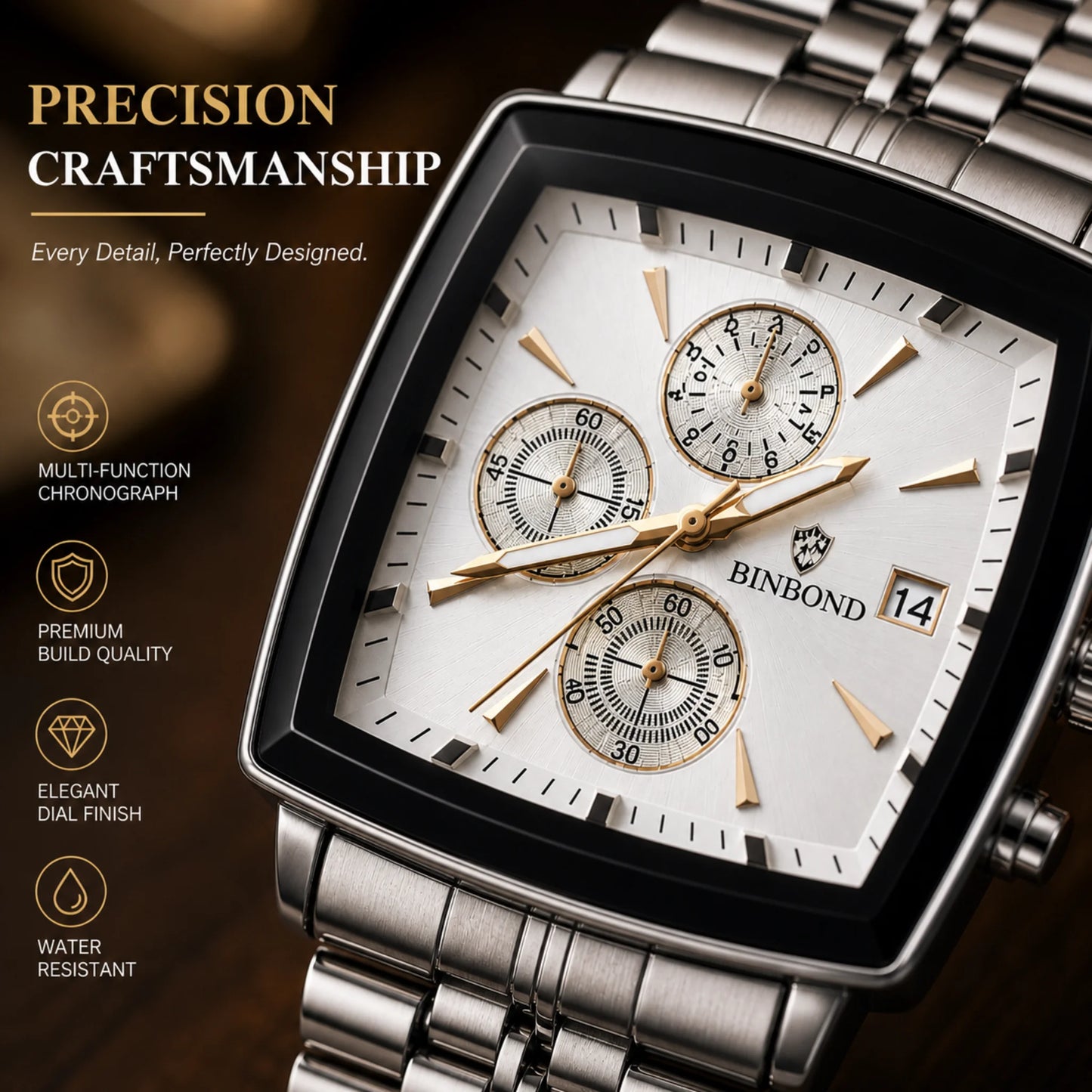 Luxury Square Dial Quartz Watch